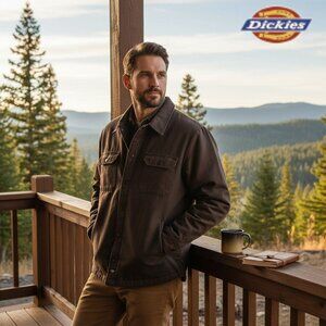 Dickies Skateboarding Quilted Chore Coat Jacket Brown XL Workwear